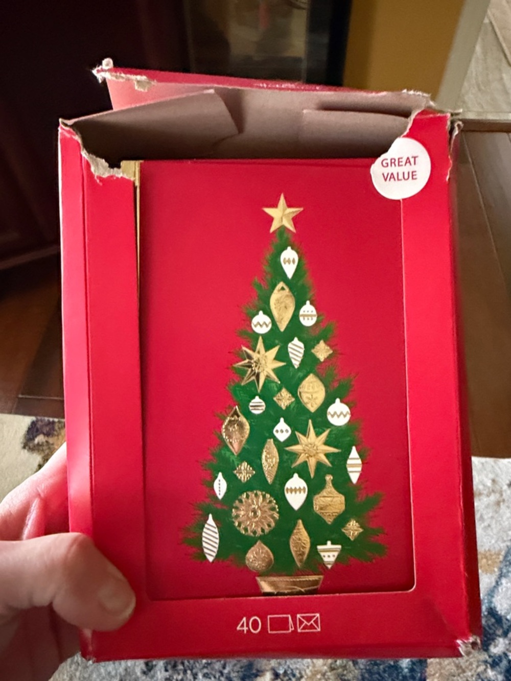 Hallmark Red & Green Christmas Tree Ornament Card Set